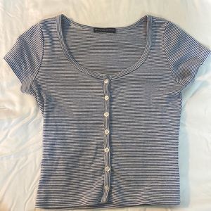 Brandy Melville Zelly Top, Blue and White Stripes